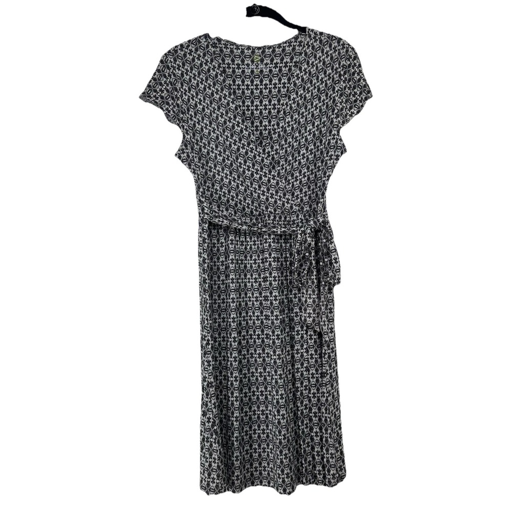 Dakini Dress Size Medium Black White‎ Faux Wrap Stretch Modal Casual Office